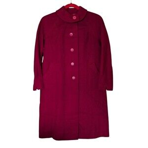 Stunning Vintage Handmade Women's Lined Red Wool Coat - NO Size Tag